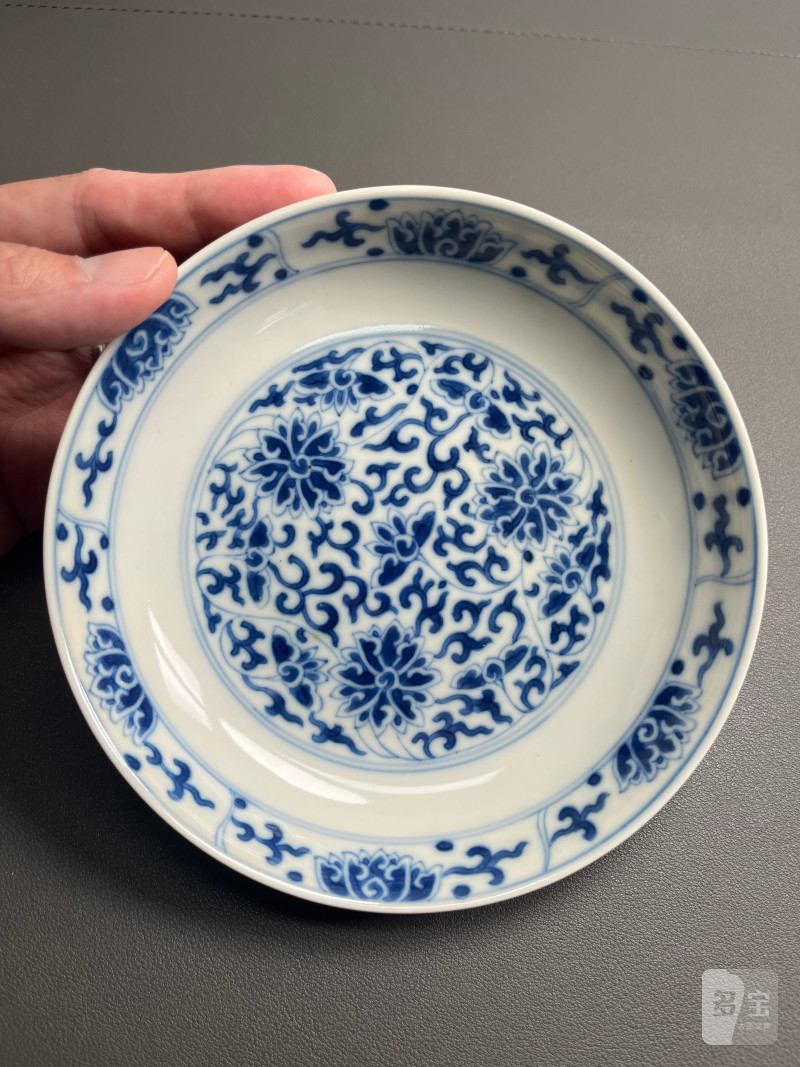 清同治  青花缠枝莲纹盘（一对） - 图4